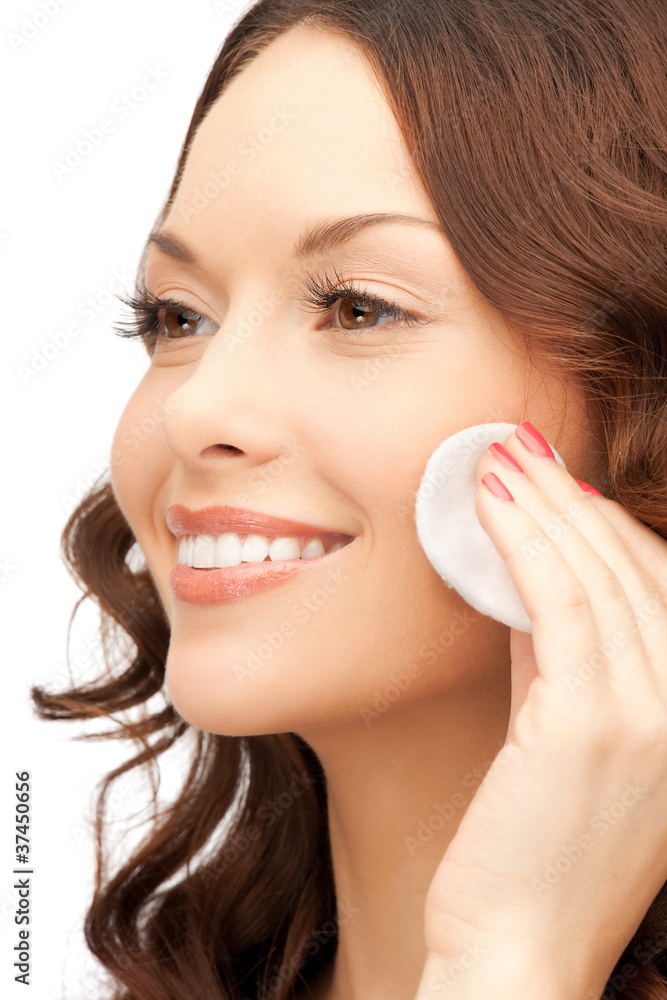 beautiful woman with cotton pad beautiful woman with cotton pad
