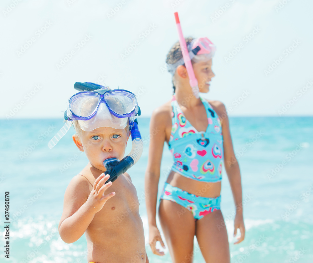 Happy children on beach