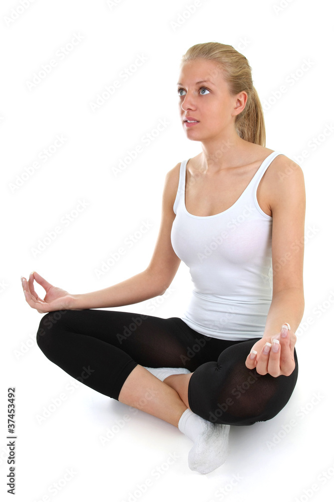 beautiful woman doing yoga isolated over white beautiful woman doing yoga isolated over white