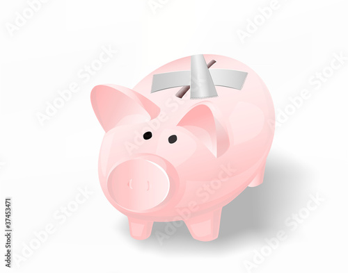 Money box closed with duct tape