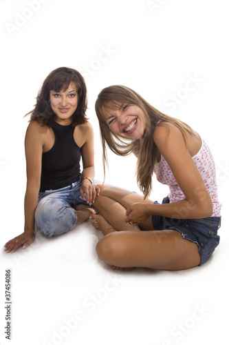 two young friend girl happiness