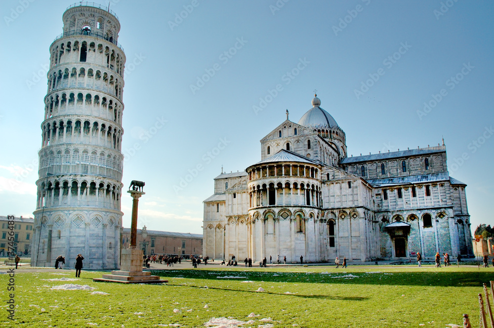 Baptistry and Duomo of Pisa in the Snow Christmas Italy