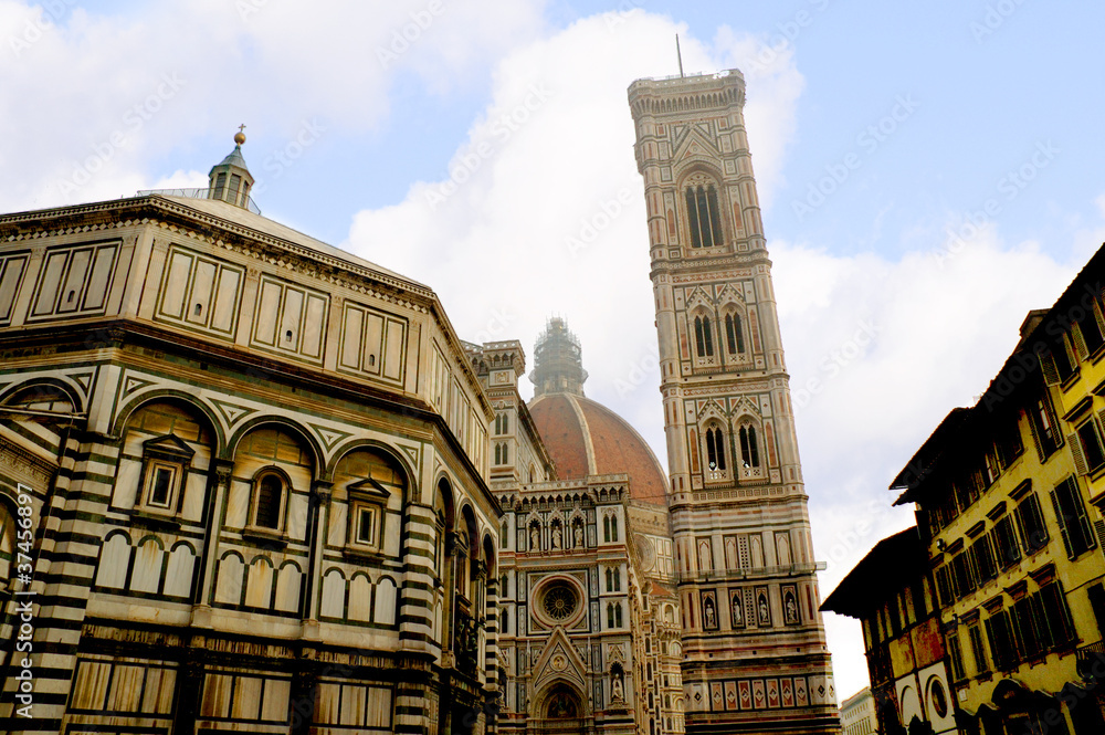 Baptistry and Campanile of Duomo of Florence Tuscany Italy