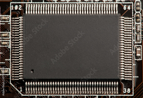 Billede på lærred microchip or microcircuit chip
