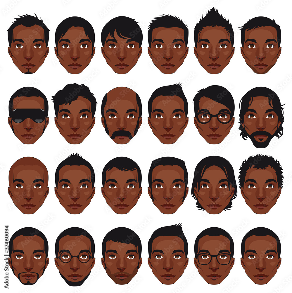 Avatar, men's portraits. Vector isolated hairstyles Avatar, men's portraits. Vector isolated hairstyles