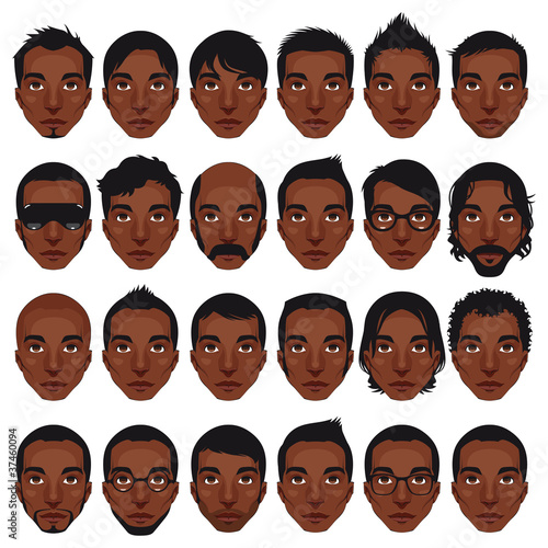 Avatar, men's portraits. Vector isolated hairstyles