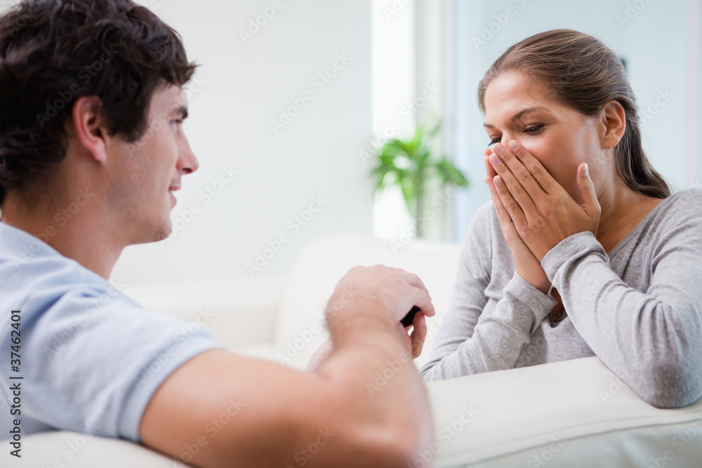 Man making his girlfriend speechless with proposal Man making his girlfriend speechless with proposal