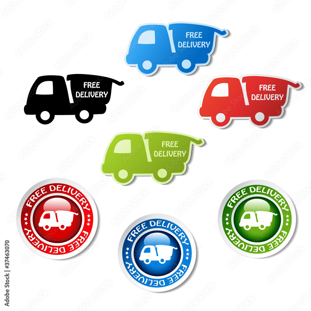 Vector stickers of free delivery Vector stickers of free delivery