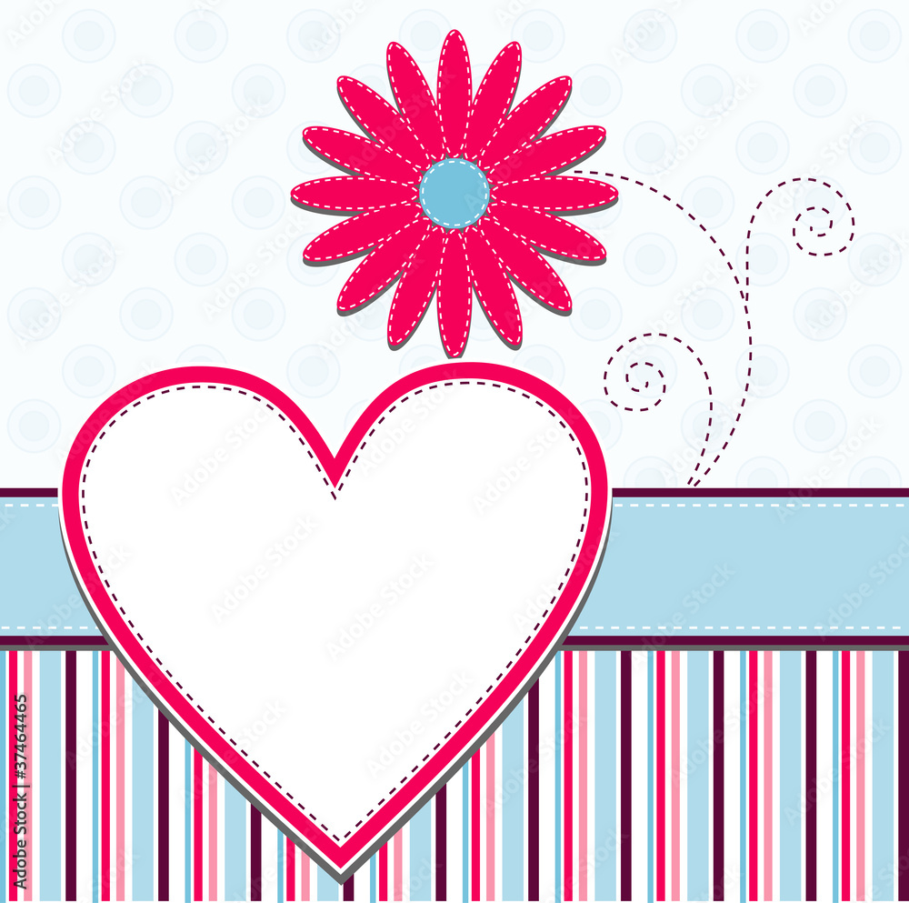Naklejka premium Template heart greeting card, vector