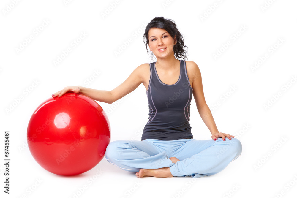 Woman with gym ball Woman with gym ball