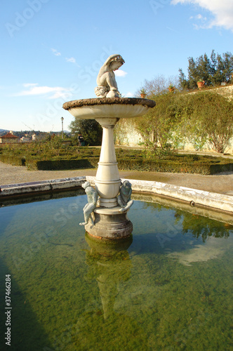 Monkey fountain in Boboli Gardens in Florence Italy