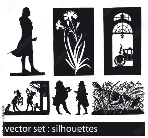 vector set: scherenschnitt, schattenriss, schattenspiel