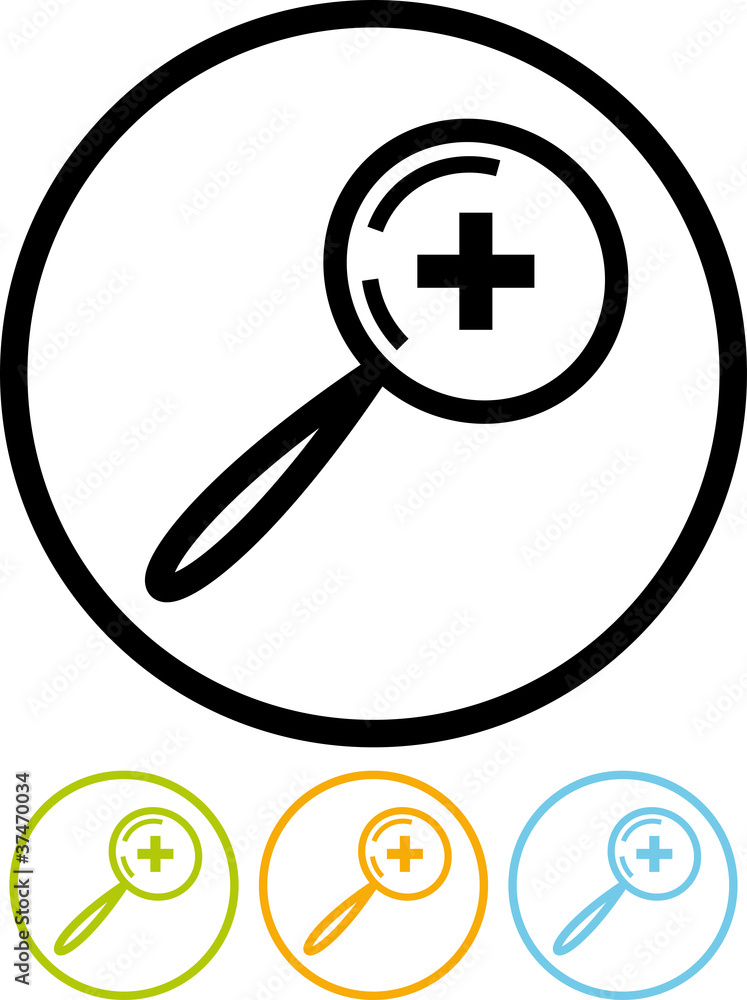 Magnifying lens - Vector icon isolated on white Magnifying lens - Vector icon isolated on white