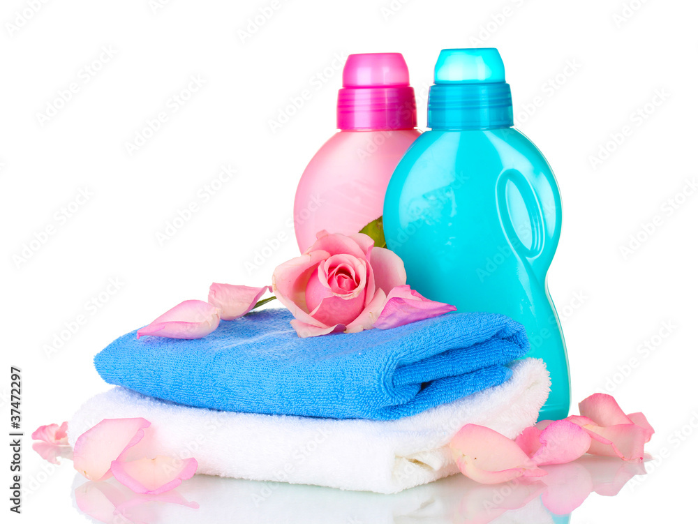 Towel and cleaning isolated on white Towel and cleaning isolated on white