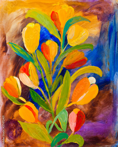 Tulips painting in acrylic by Kay Gale