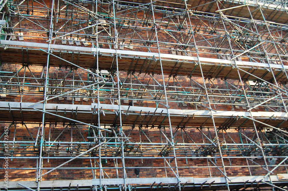 scaffolding on old building