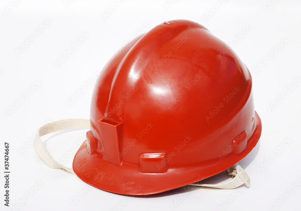 Fototapeta premium Miner's helmet is isolated on a white background