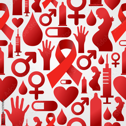 HIV icon set pattern background