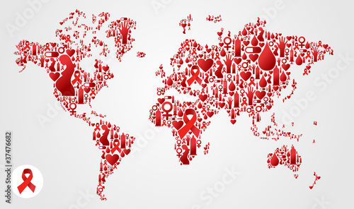 Globe World map with AIDS icons