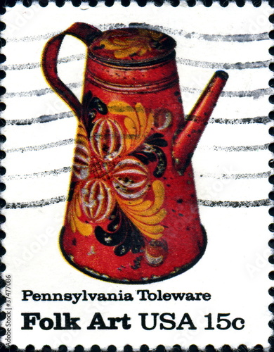 Folk Art. Pennsylvania Toleware. US Postage. photo