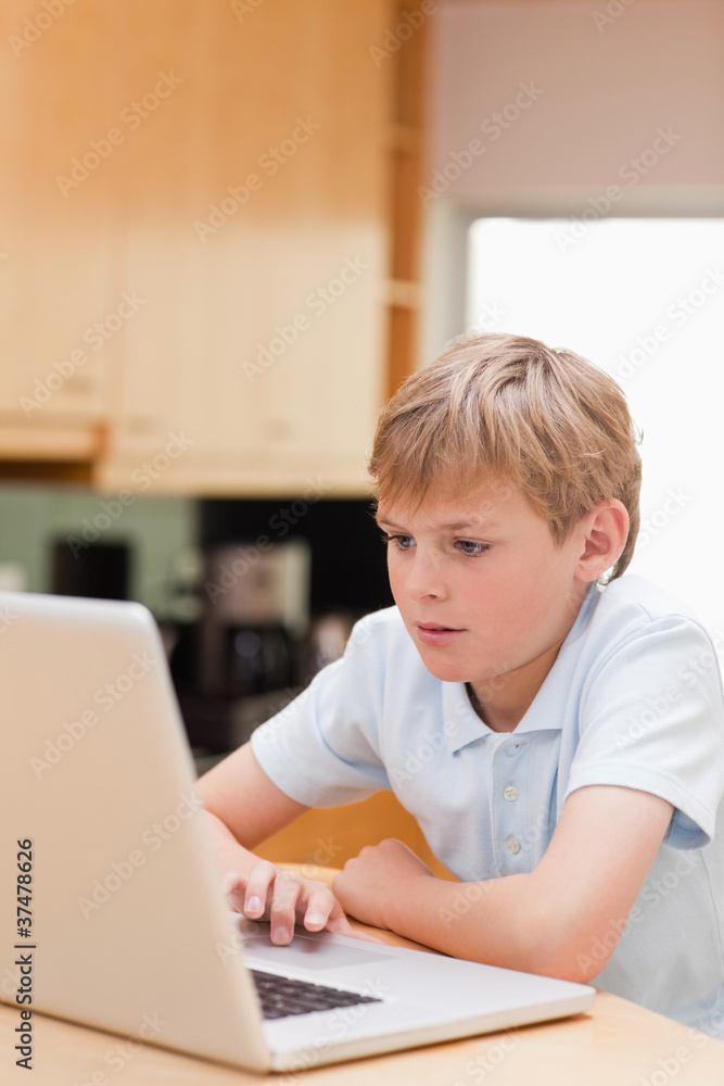 Portrait of a lovely boy using a laptop Portrait of a lovely boy using a laptop
