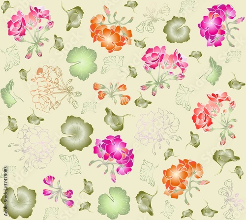 Fototapeta Naklejka Na Ścianę i Meble -  Seamless background. Illustration geranium.