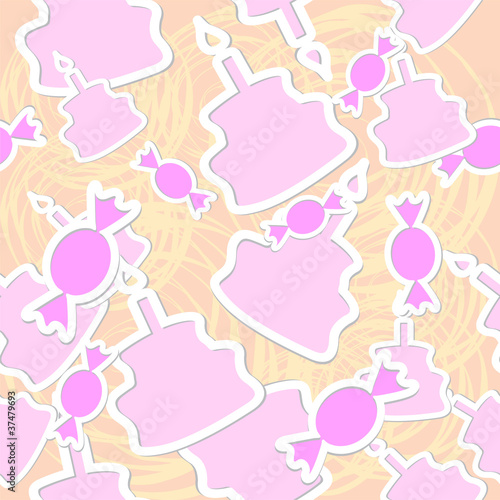 Abstract candy and cake seamless background