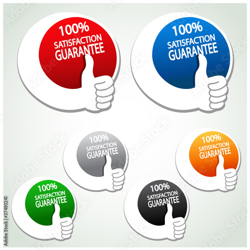 Vector satisfaction guarantee labels with gesture hand