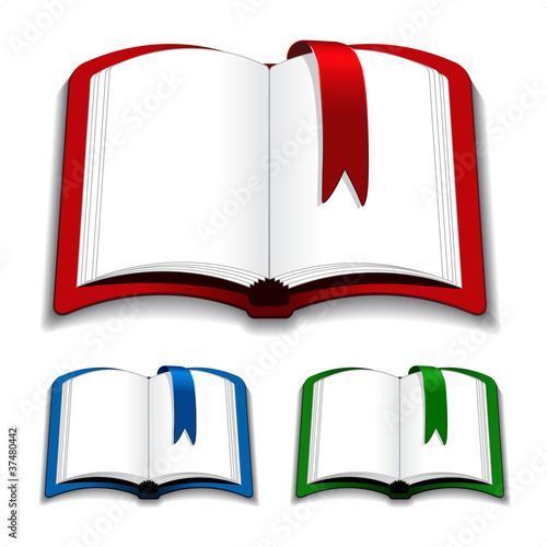 Vector open books with bookmark