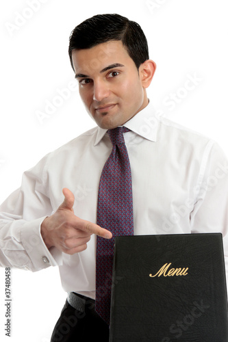 Εκτύπωση καμβά Waiter or Restauranteur with menu or other