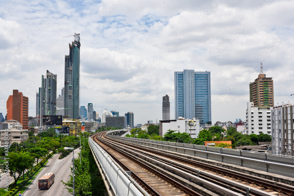 Fototapeta premium Sky train railway in Bangkok