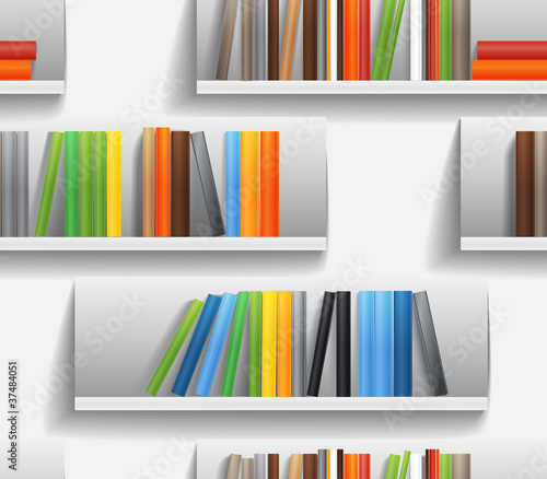 Seamless background of library shelves