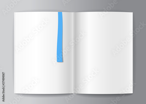 Blank book pages and blue bookmark