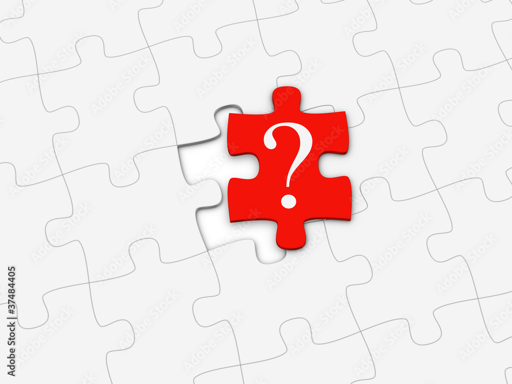 Red puzzle piece with question mark. 3d illustration Red puzzle piece with question mark. 3d illustration