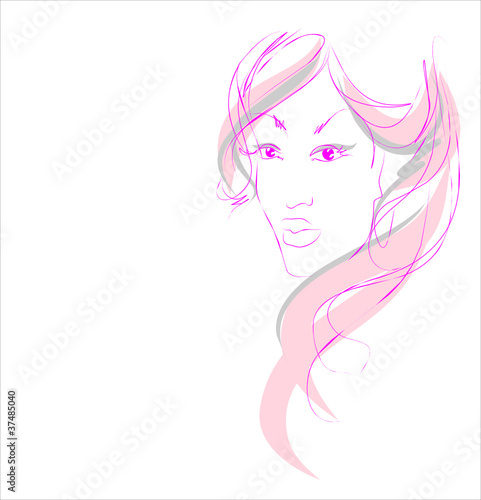 VECTOR Background with a portrait of the beautiful young girl