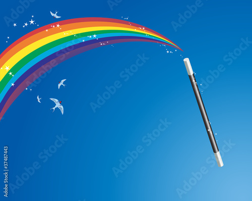 magic wand and rainbow