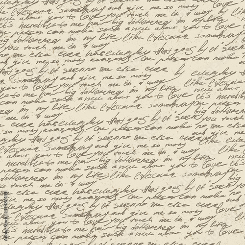 Abstract handwriting on old vintage paper. Seamless pattern, vec photo