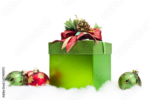 Christmas gift box with ornaments