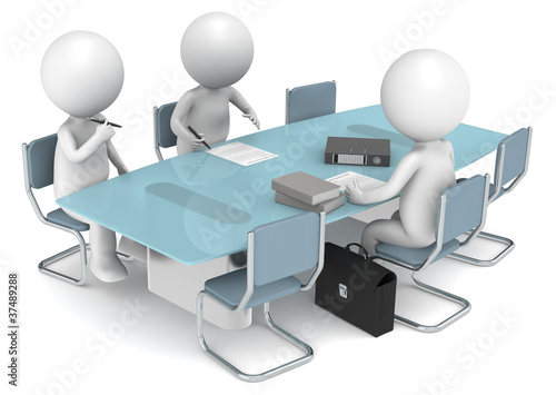 3D human X3 signing papers. Business People series.