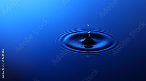 Drop of water falling into the water