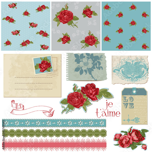 Scrapbook Design Elements - Vintage Flowers in vector