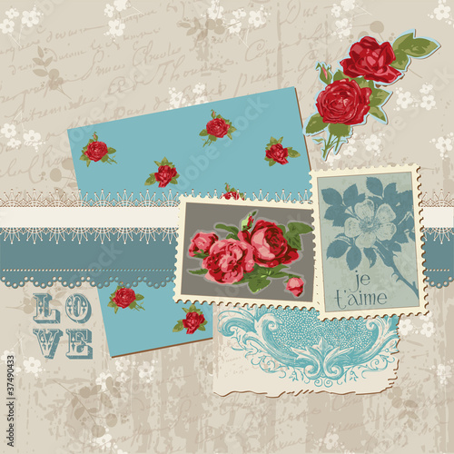 Scrapbook Design Elements - Vintage Flowers in vector