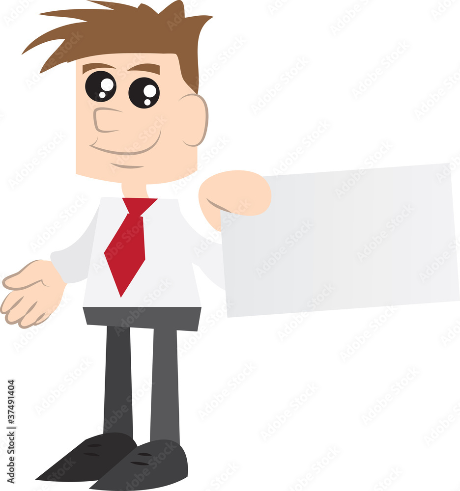 Isolated business man with tie holding card Isolated business man with tie holding card