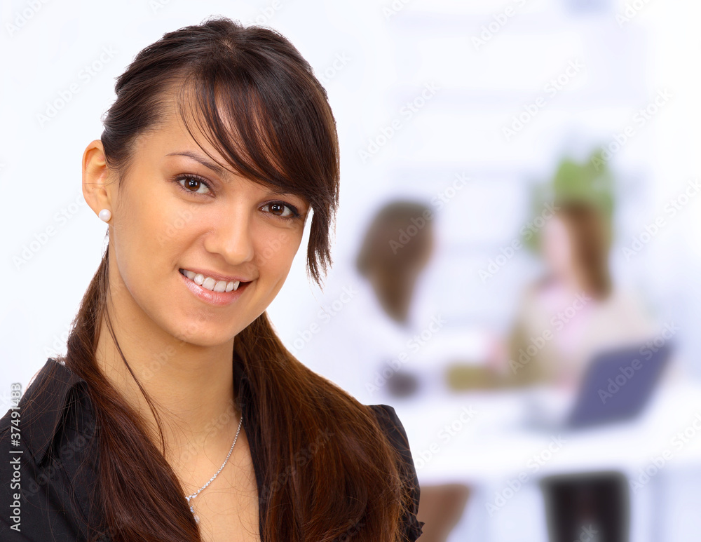 Obraz premium Nice business woman in the office. The conclusion