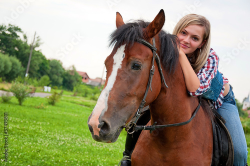Fotografie beautiful girl and her handsome horse