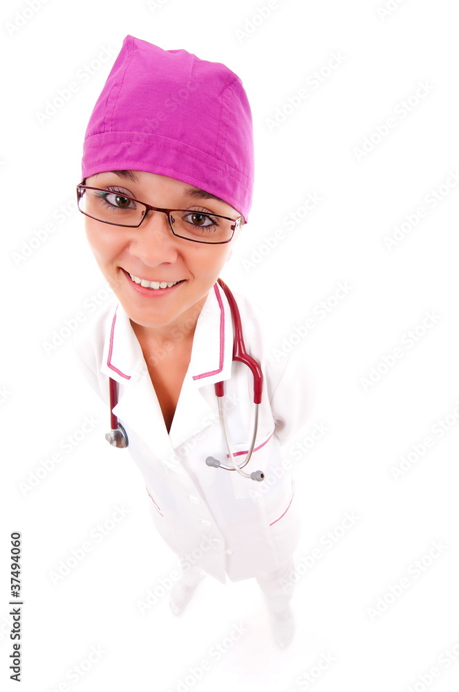 Portrait of young female doctor on white background Portrait of young female doctor on white background