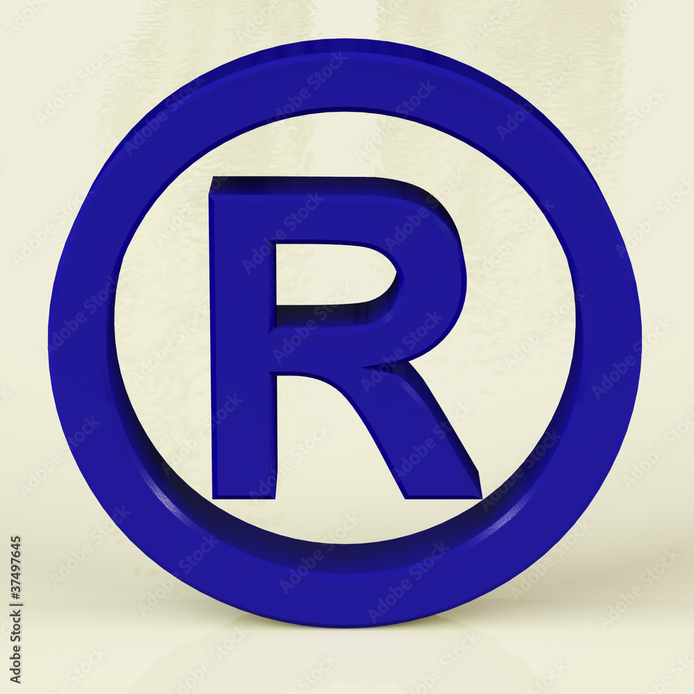 Blue Registered Sign Representing Patented Brands Blue Registered Sign Representing Patented Brands