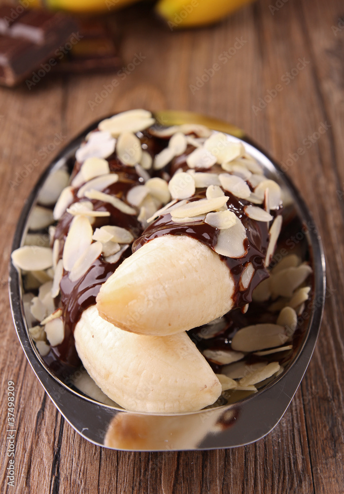 banana with chocolate banana with chocolate