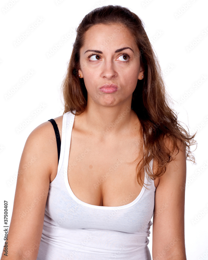 woman, white background, emotions woman, white background, emotions