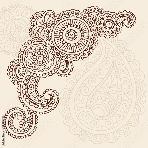 Henna Abstract Doodle Cornder Design Mehndi Tattoo Vector